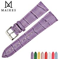 MAIKES High Quality Genuine Leather Watch Band Beautiful Purple Accessories Watch Strap 12mm 14mm 16mm 17mm 18mm 19mm 20mm 22mm