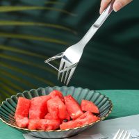 Stainless Steel Watermelon Cut Portable Fruit Fork Slicing Knife Household Kitchen Multifunctional Gadgets Kitchen Accessories