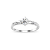 925 sterling silver cubic zirconia Ring with Rhodium Platted ,  แหวนเงินแท้ ประดับเพชร cz 92.5% ,แหวนเงินสำหรับผู้หญิง