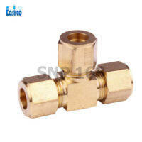 ข้อต่อ 3 ทาง ทองเหลือง พ่นหมอก แรงดันสูง แบบเกลียว 3 ชิ้น  3/8" compression Brass Tee connector for mist cooling system.