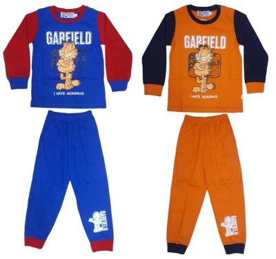 เสื้อผ้าเด็กลายการ์ตูนลิขสิทธิ์แท้ เด็กผู้ชาย/ผู้หญิง ชุดนอน ชุดกันหนาว ชุดเสื้อคอกลมแขนยาว+กางเกงขายาว Garfield การ์ฟีลด์ MGF127-103 BestShirt