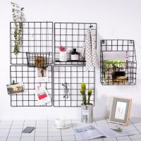 【YF】 Grid Design Storage Rack Mesh Frame Metal Picture Photos Shelf Wall Art Hanging Decor