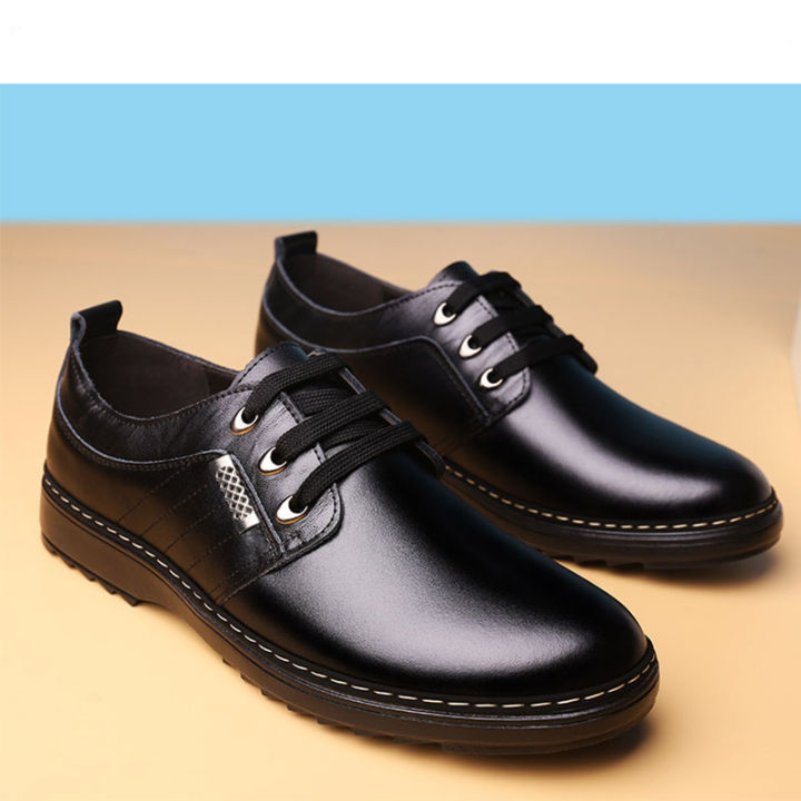 men-formal-shoes-รองเท้าหนังลำลองสำหรับผู้ชายรองเท้ากันลื่นสำหรับผู้ชายรองเท้าทำงานแบบผูกเชือกอังกฤษ