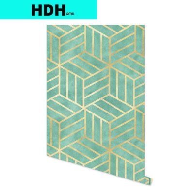 HDHome and Gold Stripped Hexagon Stick Wallpaper Stripes Adhesive Removable