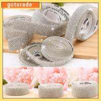 GOTORADE 1 Yard เหตุการณ์ ตกแต่งโทรศัพท์ อุปกรณ์เย็บผ้า DIY ทริมเทป Rhinestone ติดด้วยตนเอง สติ๊กเกอร์คริสตัล ริบบิ้นเพชร