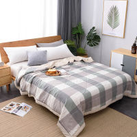 Thin Stripe Plaid Comforter Bed Cover Bedspread Winter Air-conditioning Quilt Soft Breathable Throw Blanket