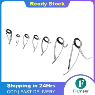 7Pcs Mixed Size Fishing Rod Guides Tip Top Eye Line Rings Building