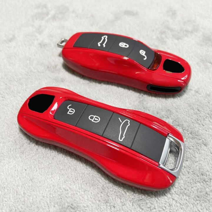 เคสกุญแจสีคาร์ไมน์สำหรับ-porsche-718-911-panamera-cayenne-macan-ปลอกซองใส่กุญแจรถยนต์-boxster-cayman-รีโมทคอนโทรล-fob-เปลี่ยน