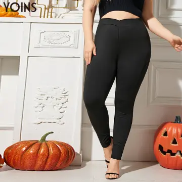 Casual Solid Regular Orange Plus Size Leggings (Women's) 