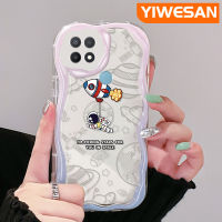 YIWESAN เคสสำหรับ OPPO A15 A35 A15s 4G,เคสแฟชั่นจรวดนักบินอวกาศดีไซน์ใหม่เนื้อครีมขอบคลื่นนุ่มเคสโปร่งใสลายกล้องถ่ายรูปเคสมือถือเคสป้องกันอ่อนโยนเรียบง่าย