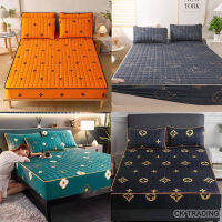 CKBEDROOM 17 ผ้ารองกันเปื้อน ผ้าคลุมเตียง ผ้าปูรองนอนใยไหม สีพื้น ลายการ์ตูน ขนาด 6/5/3.5 ฟุต หนาสูงสุดถึง 12 นิ้ว รัดมุม 360° วินเทจ