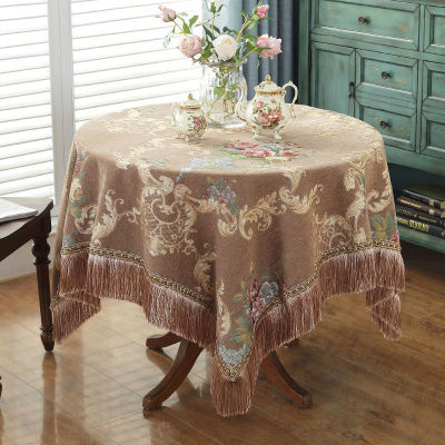 ผ้าคลุมโต๊ะสี่เหลี่ยมหนากำมะหยี่ดอกไม้สไตล์ยุโรปผ้าปูโต๊ะเเบบพู่โต๊ะอาหารกลมถุงกรองกาแฟกันฝุ่น