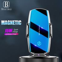 15W Magnetic Wireless Chargers for iPhone 13 12 11 Promax XS SamsungS21 Car Infrared Sensor Phone Holder Magnetic Fast Charging Car Chargers