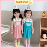 BABEPROUD ชุดเดรสเด็กผู้หญิงสไตล์เกาหลีชุดเดรสเสื้อกล้ามฤดูร้อนเด็กหญิงทารกน่ารัก0-7ปี