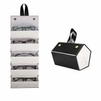 New Glasses Case Cover Pu Leather 5 Pairs Of Sunglasses Holder Box Eyeglasses Solid Storage Box Magnet Switch Pu Bag