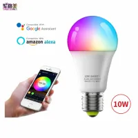 10วัตต์ WiFi บลูทูธเข้ากันได้สมาร์ทหลอดไฟ E27หลอดไฟ LED AC110หรือ220โวลต์ RGB CCT ที่มีสีสันทำงาน Alexa บ้านเวลาโหมดเพลง