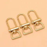 1pcs Brass Swivel Eye Snap Hook with D Ring Trigger Lobster Clasps Clips for DIY Leather Craft Bag Strap Belt Webbing Keychain