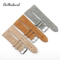 Vintage Suede Watch Strap 18mm 20mm 22mm 24mm Handmade Leather Watchband Replacement Tan Gray Beige Color for Men Women Watches