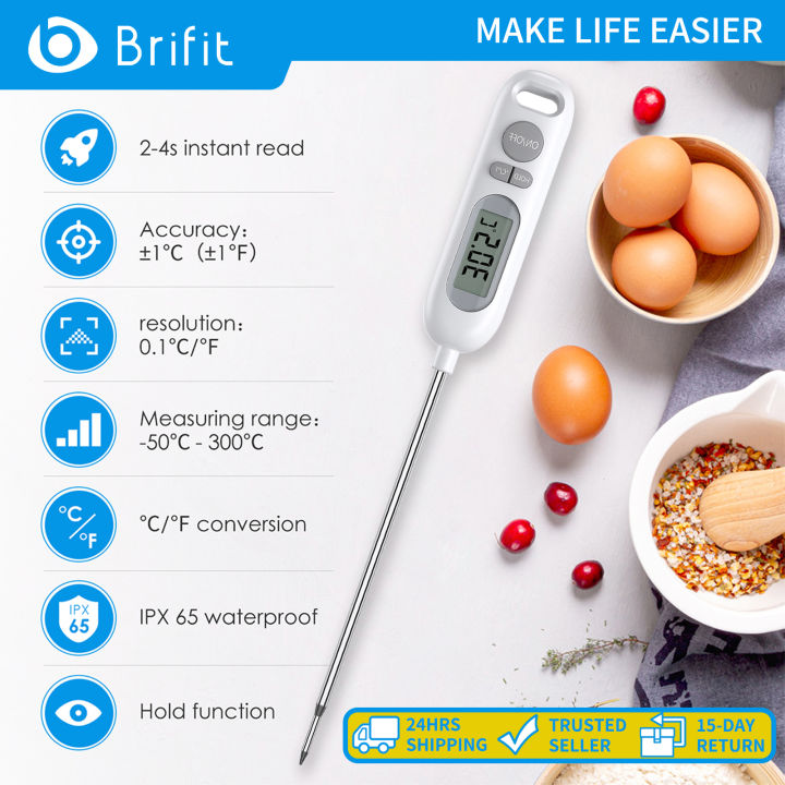 Meat Thermometers [newest] Ipx65 Waterproof Instant Read Cooking Thermometer  5.6in Long Probe Digital Food Thermometer Auto Off Kitchen Thermometer Fo