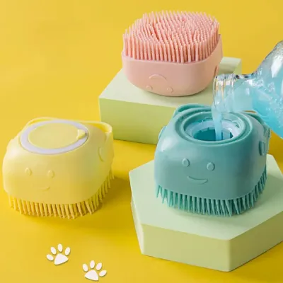 Sikat mandi anjing kamar mandi pemijat sampo silikon lembut alat mandi perawatan mandi sisir perlengkapan cuci hewan peliharaan anak anjing