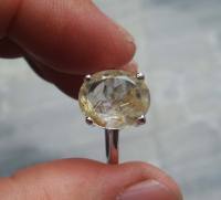 PY Beauty +++ร้านนี้ขายแต่ของแท้ค่ะ+++ แหวนเงิน 925 Sterling silver ฝังพลอยไหมทอง (Natural Golden Rutile Quartz) น้ำหนัก 3.90 กะรัต พลอยประจำสิงหาคม แหวนสวยมากค่ะ