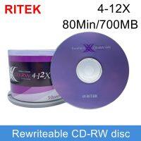 124ชิ้นล็อต Ritek CD-RW 4-12X 80นาที700MB Blank Discs Rewritable Disk CD-RW ดิสก์ขายส่ง