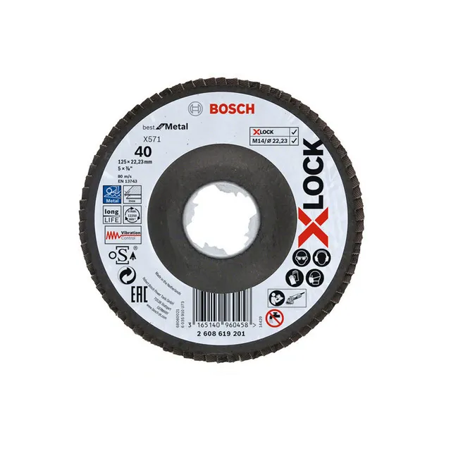 Bosch XLOCK Straight Flap Disc 125Mm Metal Grinding Disc For XLock