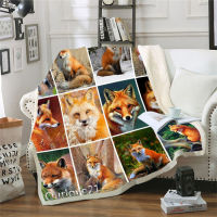 Cute red fox 3D print Sherpa blanket sofa sofa velvet low blanket