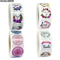 New thank you sticker self adhesive flower label roll up sticker thank you for sealing envelope wedding decoration Stickers Labels