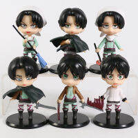 6ชิ้นเซ็ตโจมตีบนไททัน Eren Jager Ackerman หุ่นพีวีซีน่ารักของเล่นรุ่นตุ๊กตา B Rinquedos