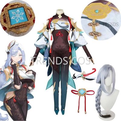 Game Genshin Impact Genshin Impact Shenhe Cosplay Costume Shenhe Jumpsuit Wig Shen He Genshin Battle Suits Cosplay Anime Outfits