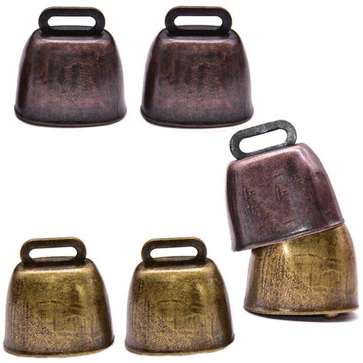 6 Pcs Metal Cow Bell, Cowbell Retro Bell for Horse Sheep Grazing Copper