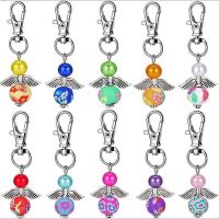 【CW】❃  Colors Polymer Clay Printing Pattern Keychain Round Beads  for Jewelry Punk Hip Hop