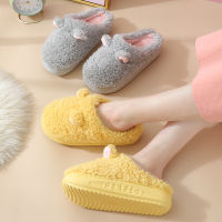 2021 Winter Fluffy Fur Slippers Women Plush Cotton Shoes Indoor Thick Sole Shoes Warm EVA Platform Slides Home Furry Flip Flops