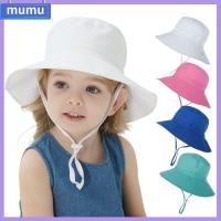 MUMU 2Pcs ชายหญิง ฤดูร้อน ปีกกว้าง ที่ครอบหูคอ หมวกว่ายน้ำ หมวกบักเก็ต หมวกชายหาด หมวกกันแดดเด็ก พร้อมสายรัดคางปรับระดับได้