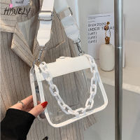 2022 Summer Women Clear Transparent Crossbody Bag Female Jelly Handbags and Purses Acrylic Chain Square Shoulder Bag Bolsos