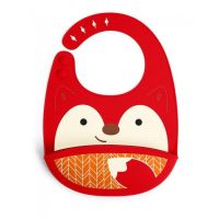 Skip Hop Zoo Fold &amp; Go Silicone Bib ผ้ากันเปื้อนเด็ก ซิลิโคน ช่องรองอาหารขนาดใหญ่