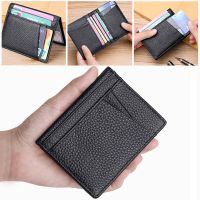 Dompet lembut Super ramping 100 kulit asli Mini dompet tempat kartu kredit dompet kecil tipis tempat kartu dompet bisnis pria