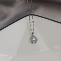 ┇✟▦ Zirconium necklace female 2022 new full set round light luxury fashion necklace temperament design feeling not collarbone chain fade