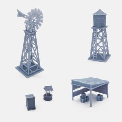 Outland Models Western Country Accessory Set Windmill, Water Tower, Shed...1:160 N Scale Railway Scenery