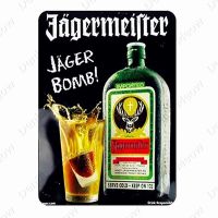 Jagermeister แผ่นป้ายตะกั่วสำหรับผับโลหะสไตล์วินเทจสำหรับตกแต่งบาร์โฆษณาเบียร์กวางสติกเกอร์ตกแต่งบ้านผนังเบียร์เหล้า