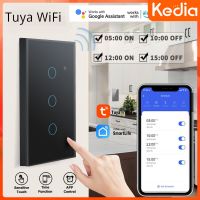 [Kedia] 1/2/3/4แก๊งค์ TUYA สวิตช์สมาร์ททัช WiFi หลอดไฟบ้านปุ่มติดผนัง120x72มม. สายกลางสำหรับ Alexa และ Goo gle Home Assistant