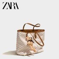 ZaraS3หญิง2023กระเป๋าแฟชั่นสตรี Zara ใหม่เป็นความจุตามธรรมชาติของกระเป๋าแล็ปท็อปพิมพ์คุณภาพสูงกระเป๋าสะพายข้าง