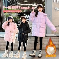 [COD] 2022 winter new girls cotton-padded clothes with velvet and thickened medium big childrens Korean version of the mid-length down jacket tide