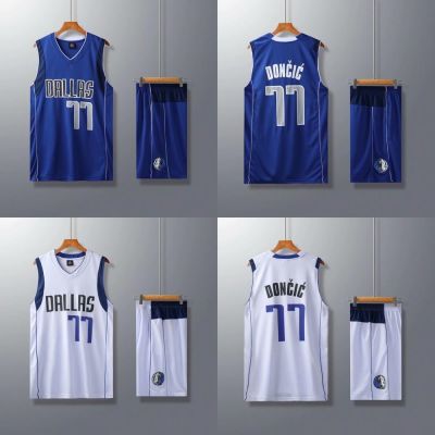 NBA Dallas Maverick Dončić 77 Jersey Set V Neck Basketball Clothes for Men
