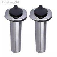 2Pcs Boat Stainless Steel Fishing Rod Holder Flush Mount 90 Degree with PVC CapInner Tube and Gasket