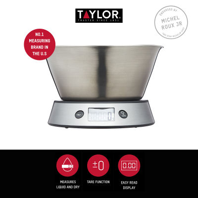 Taylor Pro Digital Kitchen Food Scales With Removable Bowl Stainless Steel (5kg) เครื่องชั่งน้ำหนักดิจิตอลพร้อมถ้วย