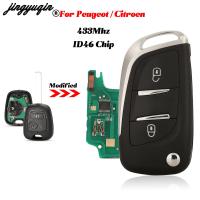 Jingyuqin อัพเกรด2ปุ่มสำหรับ Peugeot 307 Citroen Fob C3กุญแจรถยนต์รีโมท433Mhz ชิป ID46ชิพ Ut HU83/VA2 Blade