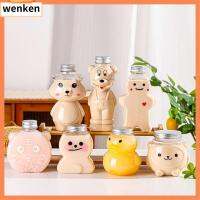 WENKEN 2pcs มีฝาปิด ขวดนมชาน้ำผลไม้ ใช้แล้วทิ้ง 500มล. ขวดน้ำน้ำ น่ารักน่ารักๆ สัตว์เลี้ยงสำหรับสัตว์เลี้ยง สินค้า Takeaway SUPPLY ปาร์ตี้งานปาร์ตี้