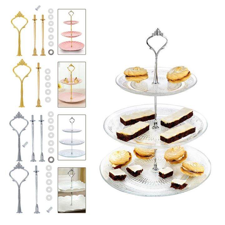 【LSGR】 3 Tier Glass Ceramic Cake Stand Afternoon Tea Wedding Plates
